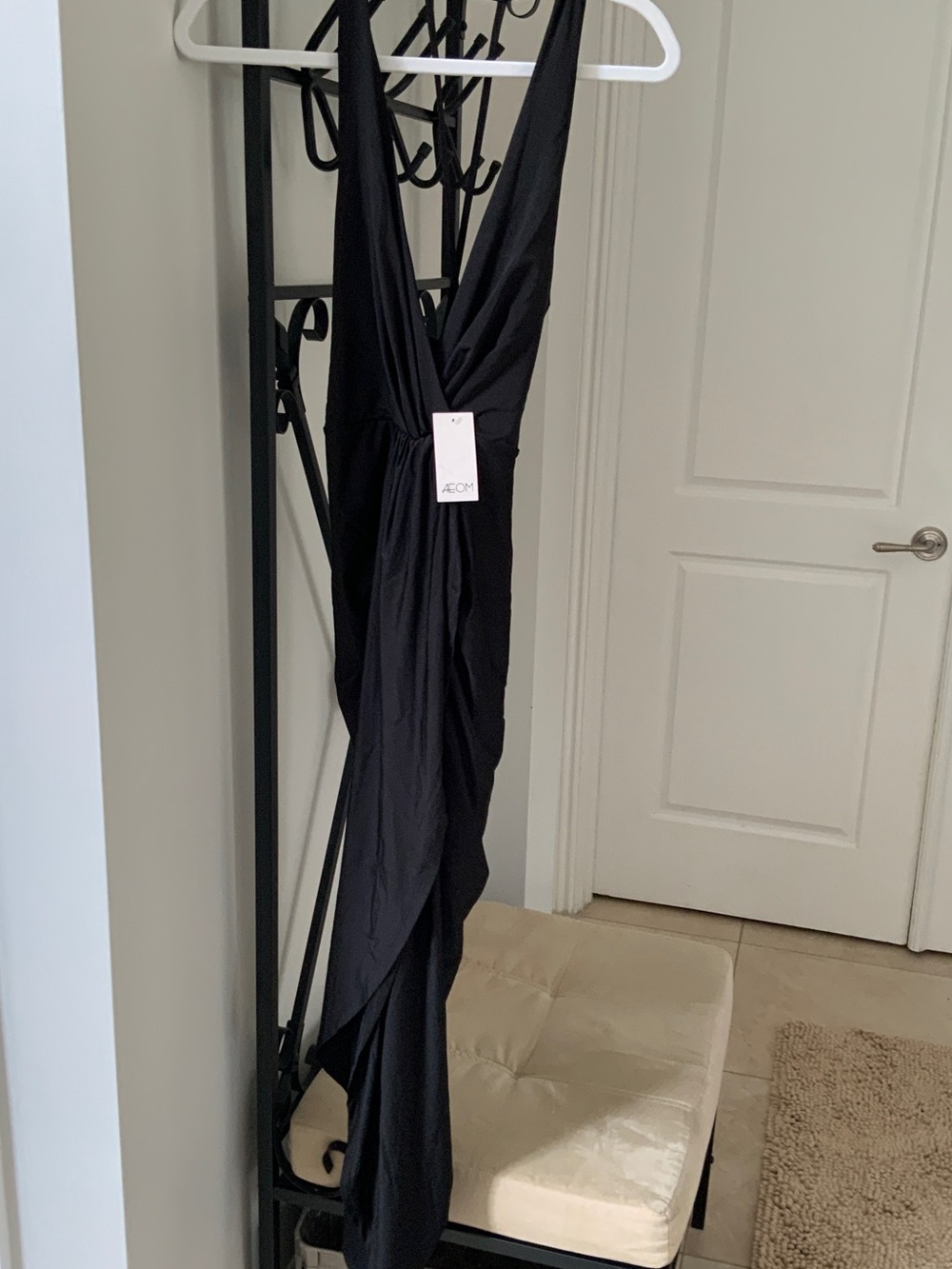 Black Strappy V-Back Maxi Dress